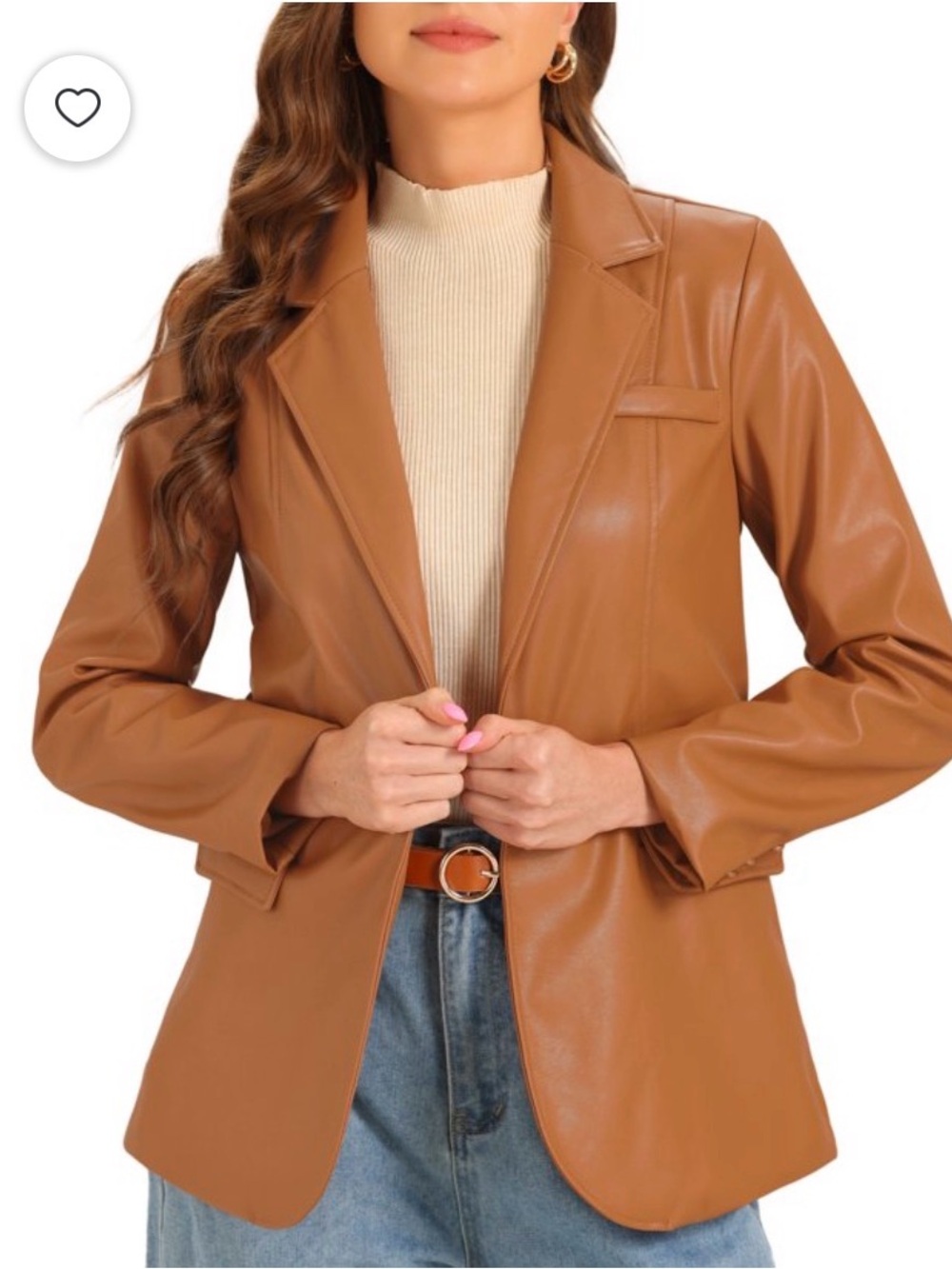 bagatelle Tan Faux Leather Blazer Jacket